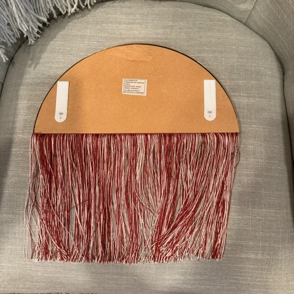 ⛱️Boutique - Gold, Red & White Half Moon Wall Mirror with Fringe - OS